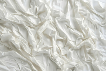 Obraz premium Soft, crumpled white fabric draped artistically, creating elegant folds and shadows, ideal for backgrounds