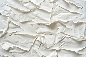 Obraz premium Crumpled White Paper Texture with Subtle Shadows, Ideal for Backgrounds and Design Projects