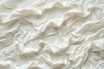 Obraz premium Wrinkled white fabric texture with soft folds, ideal for backgrounds and textile design