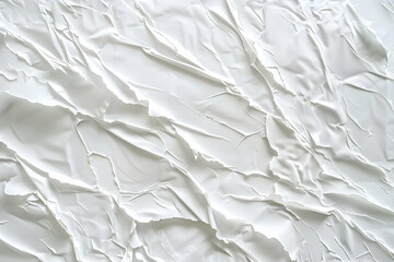 Obraz premium Crumpled white paper texture with intricate folds and shadows, suitable for backgrounds or designs