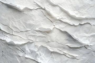 Fototapeta premium Crumpled white paper texture with intricate folds and shadows, ideal for backgrounds and design