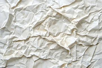 Obraz premium Crumpled white paper texture showcasing intricate creases and shadows for design use