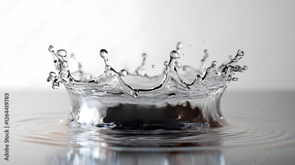 Aufkleber Transparent Water Splash in Motion Abstract Artwork Backdrop  Dynamic liquid droplets creating a crown like shape with energy and movement on a clean surface