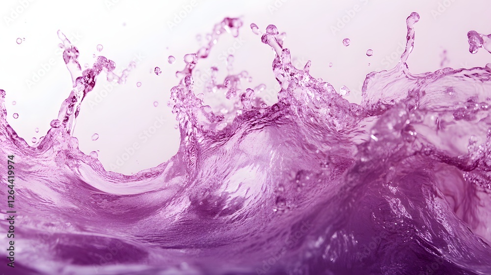 Poster Vibrant abstract fluid splash of vivid purple and pink colors in dynamic flowing motion creating an imaginative digital design background