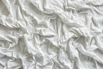 Obraz premium Crumpled white fabric texture with soft folds, ideal for backgrounds in design projects