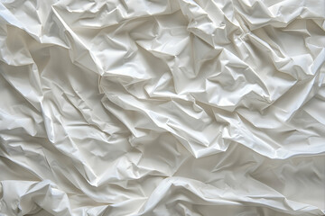 Obraz premium Crumpled white fabric texture with soft folds, suitable for backgrounds in fashion and design