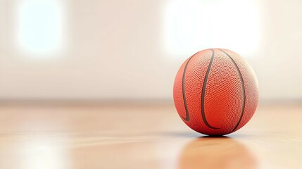 Obraz premium Worn Orange Basketball on Wooden Floor