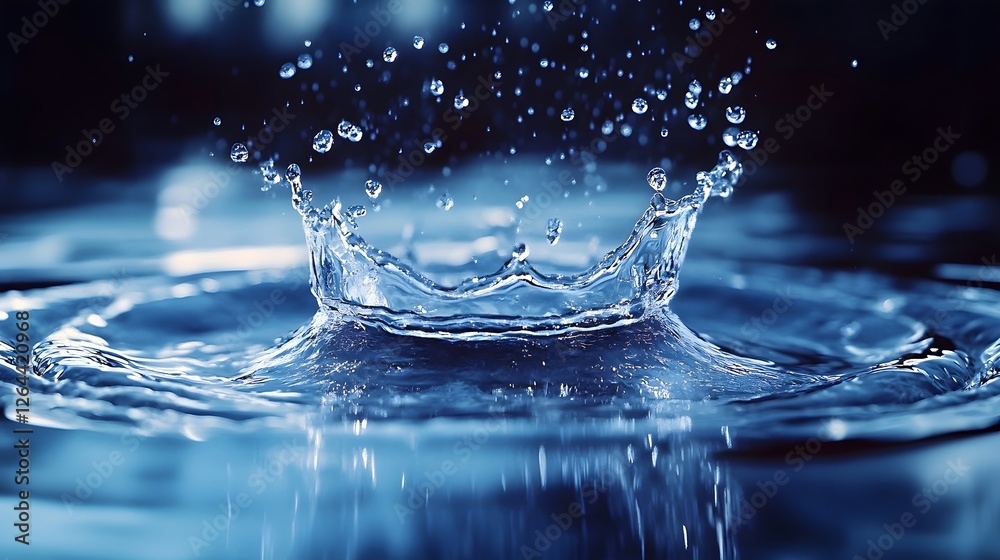 Leinwandbilder vibrant blue water splash creating dynamic ripples and droplets on a reflective surface the image ca