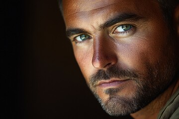 Obraz premium Close up portrait of a man with green eyes