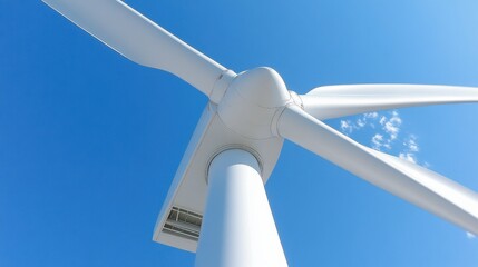 Harnessing Clean Energy: Wind Farm with Towering Turbines against Blue Sky