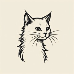 Obraz premium Elegant black and white minimalist cat portrait