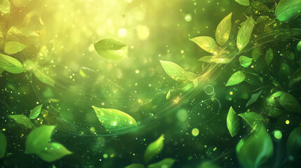 Fototapeta premium Freshness effect, blue air or wind flow with green leaves. Glow circle and swirls, wand trails, fresh menthol breath or detergent isolated on transparent background, Realistic 3d vector illustration