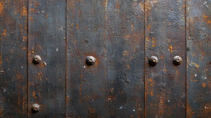 Fototapeta premium Dark Rusty Metal Surface With Rivets