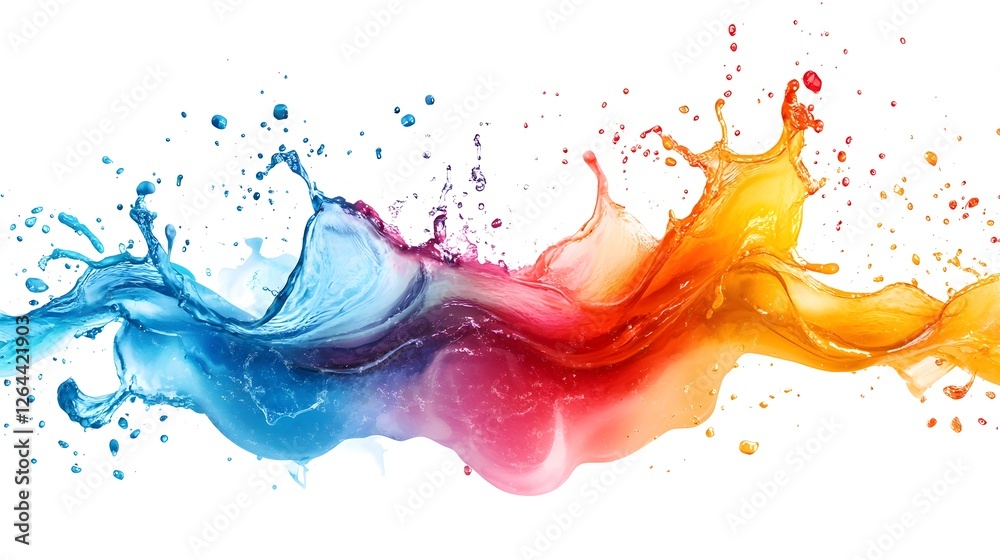Aufkleber Vibrant Liquid Splash of Colorful Paint Flowing and Bursting in Dynamic Motion Creating an Abstract and Composition with Energetic Shapes and Patterns