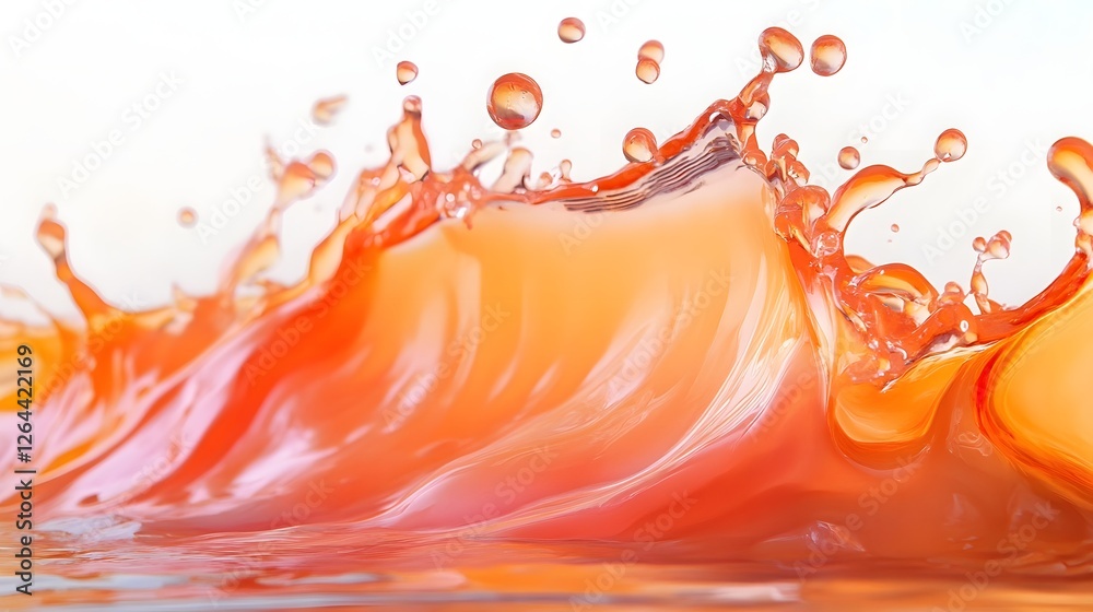 Aufkleber Vibrant orange liquid splash with dynamic motion and energetic curves  abstract background with flowing swirling water like fluid movement and vivid color palette