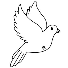 Cute cartoon hand drawn vector dove coloring page.