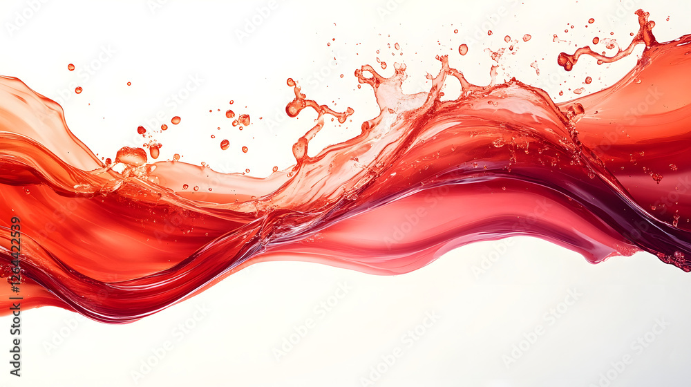 Poster Vibrant Red and Orange Fluid Splash with Dramatic Motion and Energy  Abstract digital showcasing a dynamic turbulent flow of color and light creating a captivating and visually striking composition