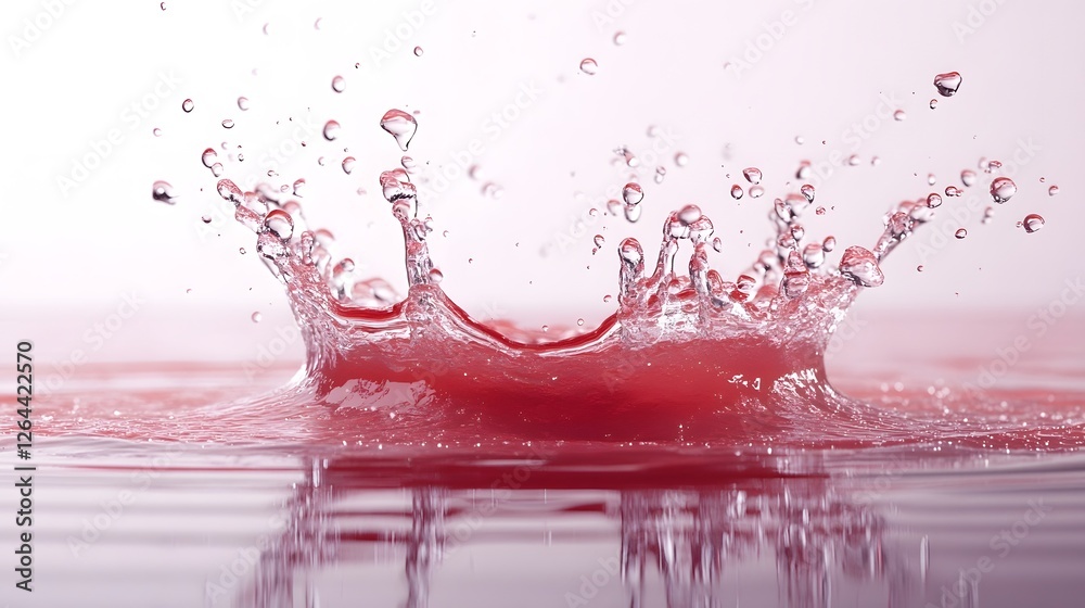 Aufkleber vibrant red liquid splash and droplet abstract dynamic movement on water surface powerful energy and