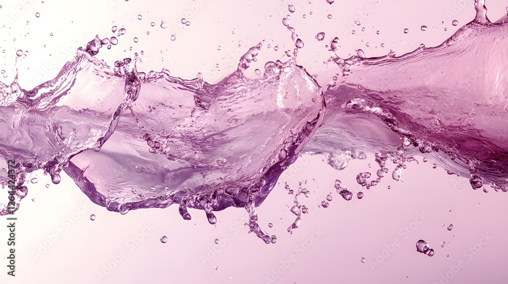 Poster Vivid Splash of Vibrant Violet Water in Dynamic Motion and Energy  Captivating abstract background with fluid droplets bubbles and flowing patterns