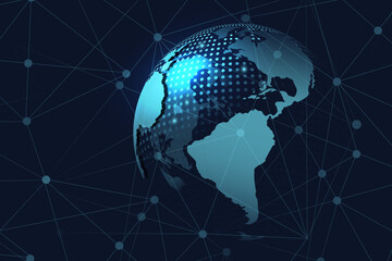 Global digital technology network connection. Network technology solution Background vector illustration.