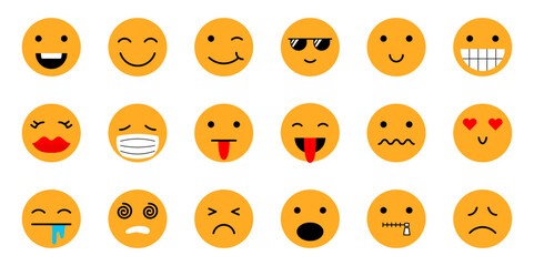 Fototapeta premium set of face yellow emoticon design
