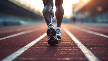 Fototapeta premium Blurred Running Track with Soft Lighting Creating a Dreamy Motion Effect for Sports and Fitness Themes