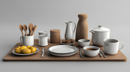 Healthy breakfast of scrambled eggs, cheese, ham, coffee, croissants and fruit juice ai generative