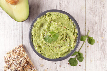 homemade  Guacamole with Bread Toast