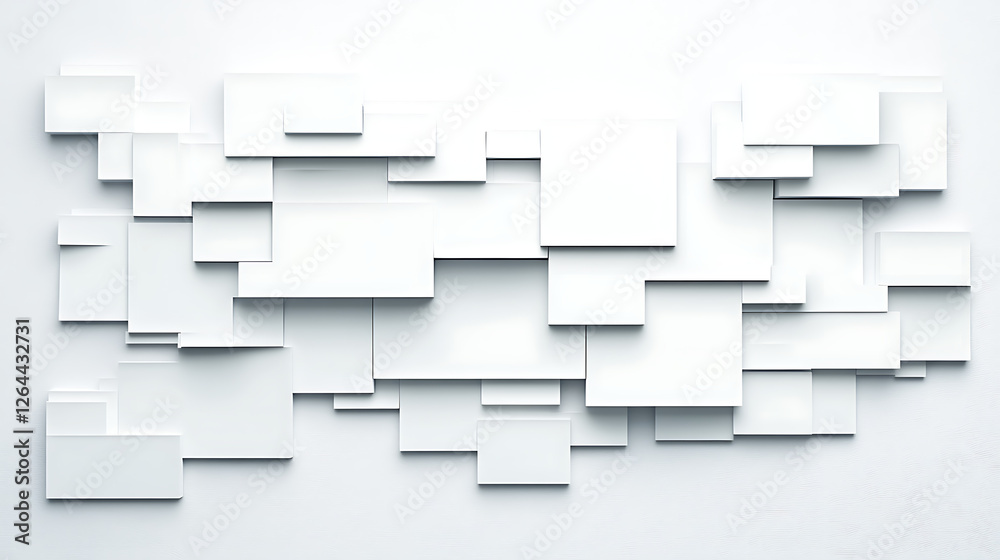 Poster abstract composition with white rectangular blocks on subtle background layout design