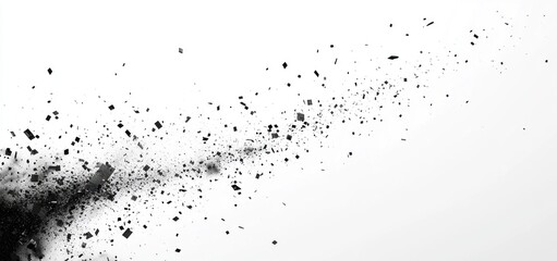 Obraz premium Abstract Black and White Explosion: A Dynamic Composition of Scattered Particles