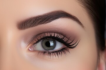 Obraz premium A woman with a brush using makeup on her eyes cosmetics adult skin.