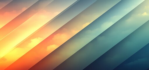Obraz premium Abstract Sunset Sky: Diagonal Stripes of Warm and Cool Hues
