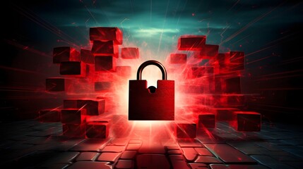 Conceptual image depicting a password security breach attempt being blocked and prevented by a robust digital firewall system