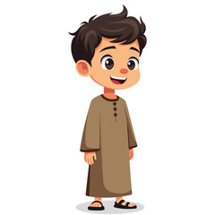 cartoon illustration cute islamic boy vector design