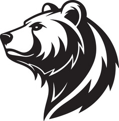 Angry bear head vector silhouette on white background