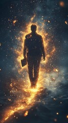 Symbolic Fusion of Glowing Book and Leader s Silhouette Representing Education as the Foundation of Strong Leadership