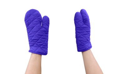 Blue heat resistant gloves, microwave gloves PNG transparent.