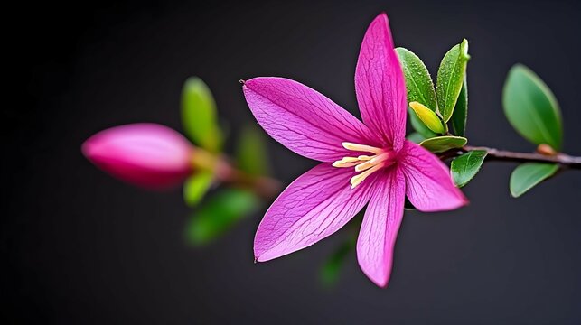Pink Flower Blossom On Dark Background