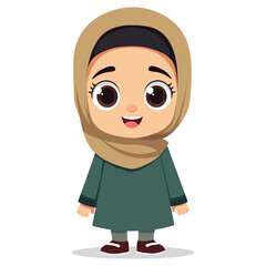 cartoon illustration cute muslim girl vector design