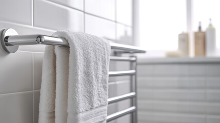 Towel heater rail warmer, coil dryer bathroom accessories. Metal chrome radiators for drying wet clothes isolated on transparent background, steel bath room design elements Realistic 3d vector set