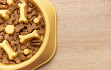 Slow feeder dog bowl preventing gulping and improving digestion