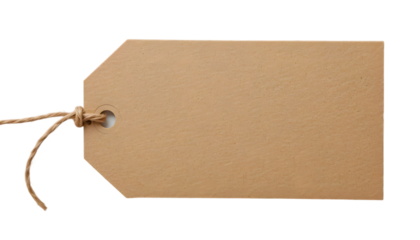 Brown kraft paper tag with twine, perfect for gift wrapping, labeling, crafting.