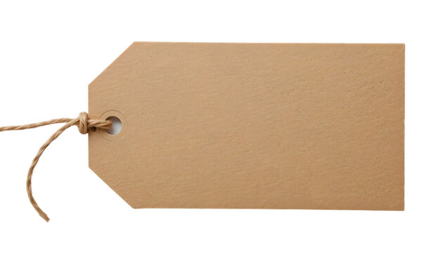 Brown kraft paper tag with twine, perfect for gift wrapping, labeling, crafting.