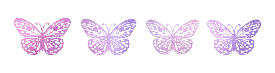 Set of watercolor butterflies isolated on a white background. Watercolor design element.