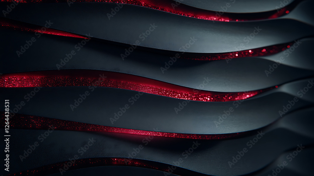 Poster abstract wavy lines with deep red accents in modern design style for textured background display