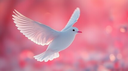 Obraz premium Serene White Dove in Flight: A Symbol of Peace and Purity