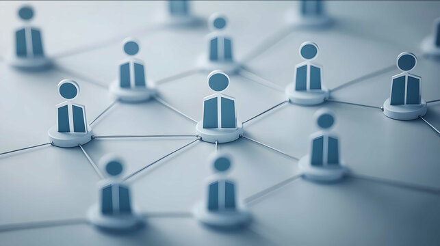 Organizational chart with people icon on a white background vector illustration style simple lines blue and gray color scheme high resolution no shadows no tex