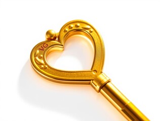 Golden Heart Shaped Key with VG Initials