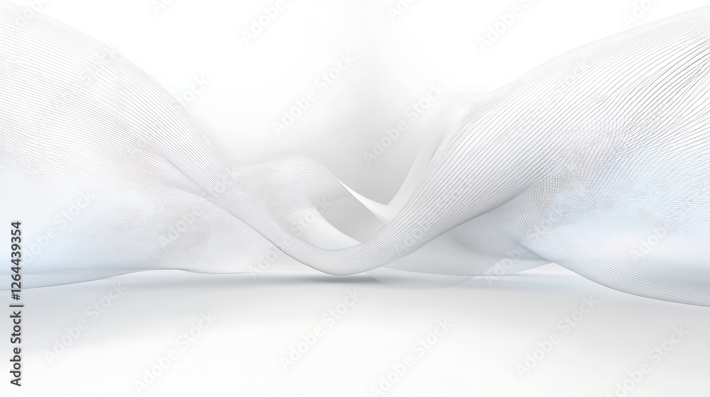 Poster abstract white wave design with fine lines and subtle shadows creating a sense of movement