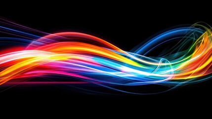 Vibrant Abstract Light Waves On Black Background